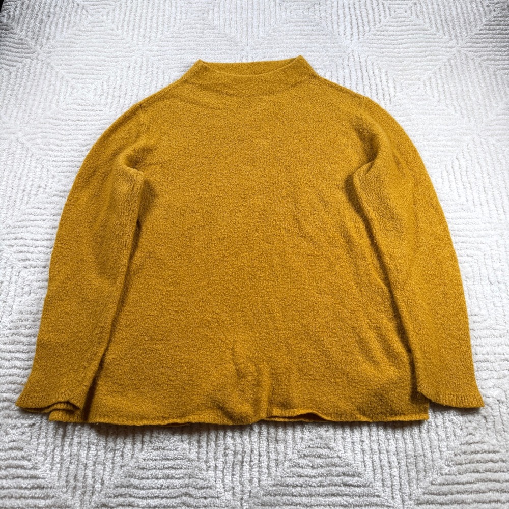 Old Navy Mock Neck Sweater Women's Large Mustard Yellow Textured Boucle Knit